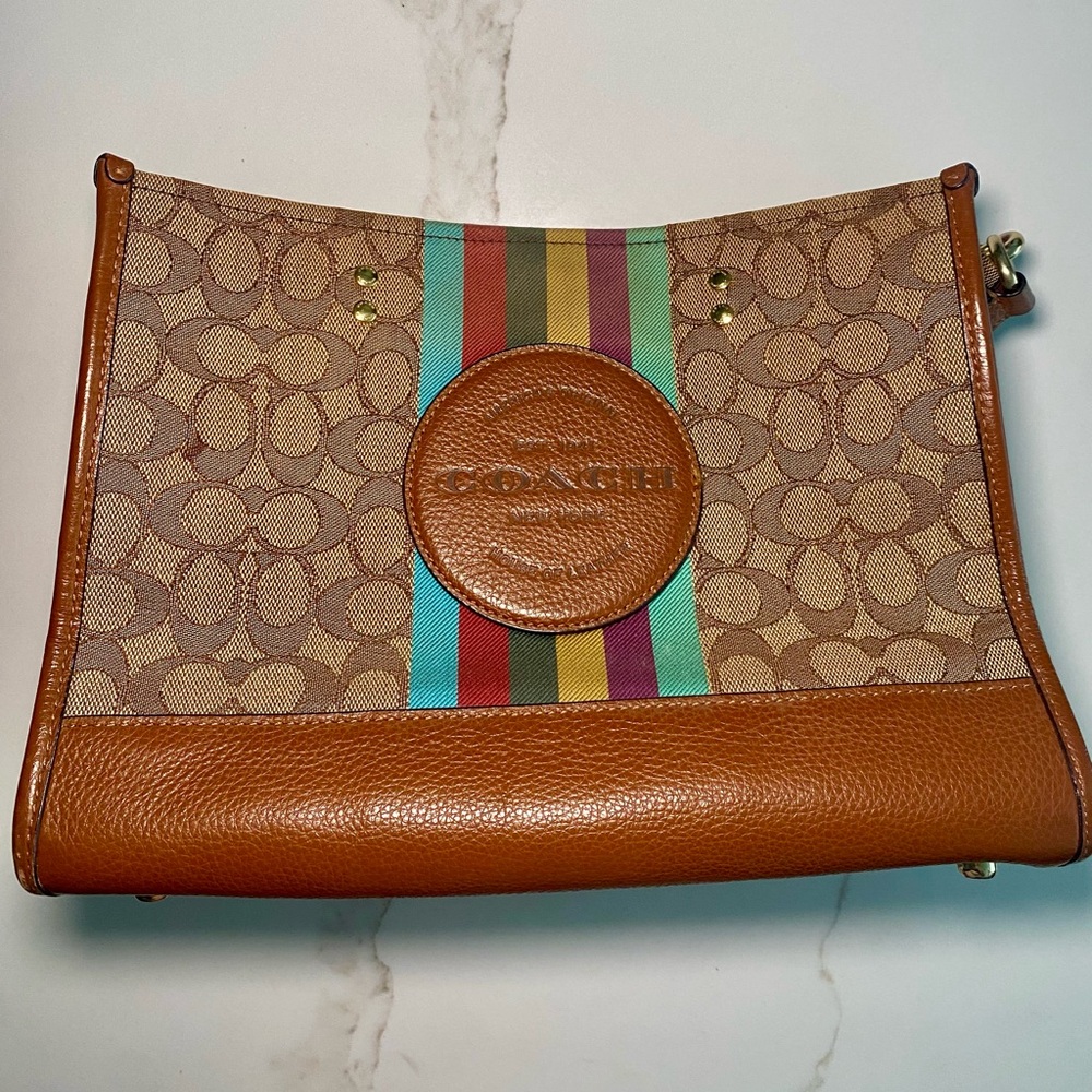 Coach Signature Tote Bag with Rainbow Stripe – Like New